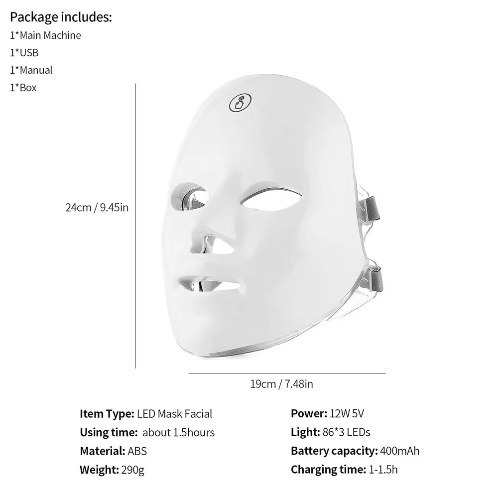 7-Color LED Light Therapy Mask – Professional Home Skin Rejuvenation
