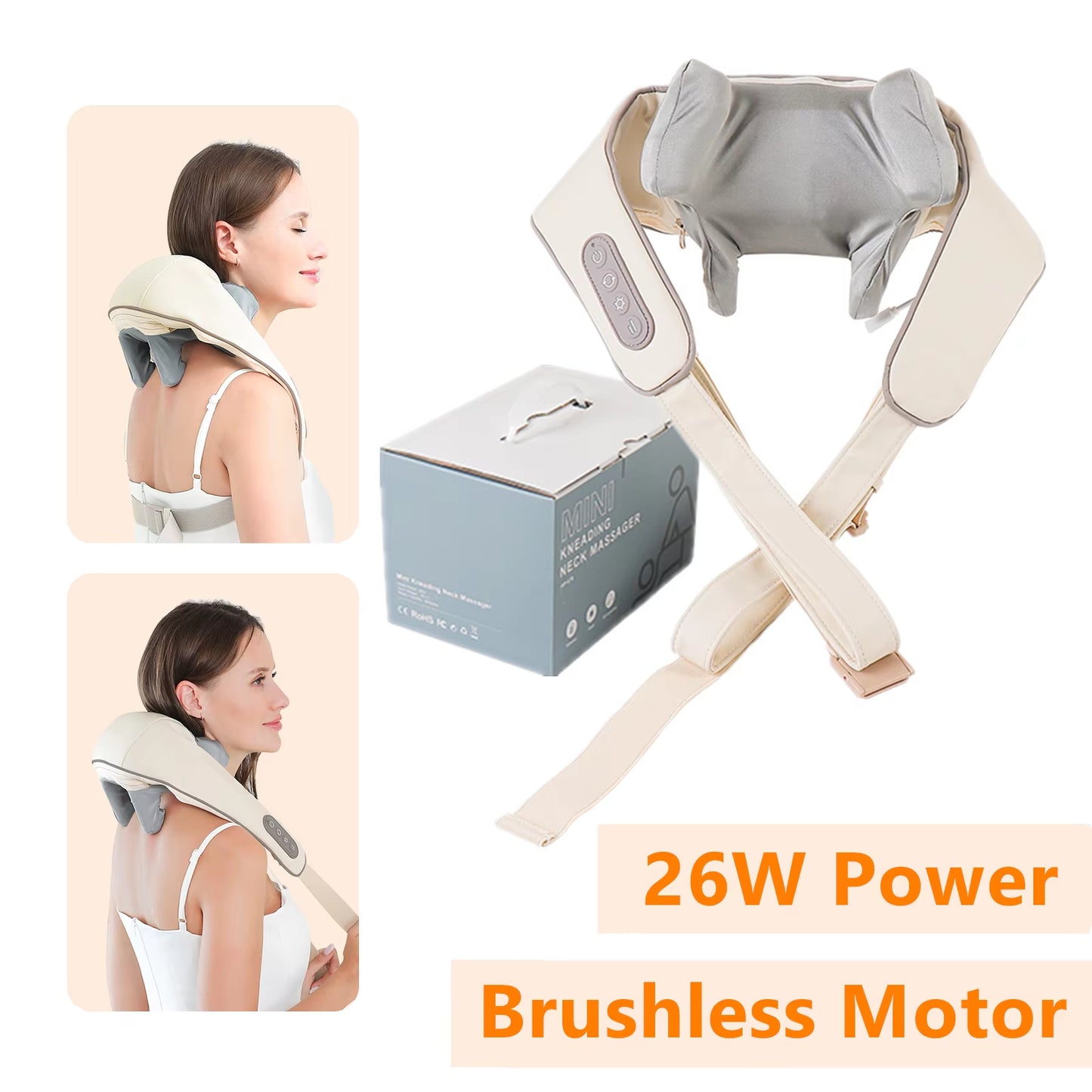 26W Neck and Shoulder Massager Wireless Shoulder and Back Kneading Massage Shawl Trapezius Neck Cervical Masajeador